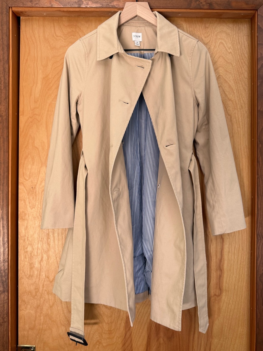 XS J. Crew Double-Breasted Trench Coat in Beige - Picture 6 of 16
